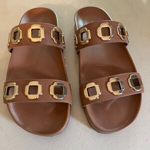 Like brand new leather Larroude sandals with gold hardware